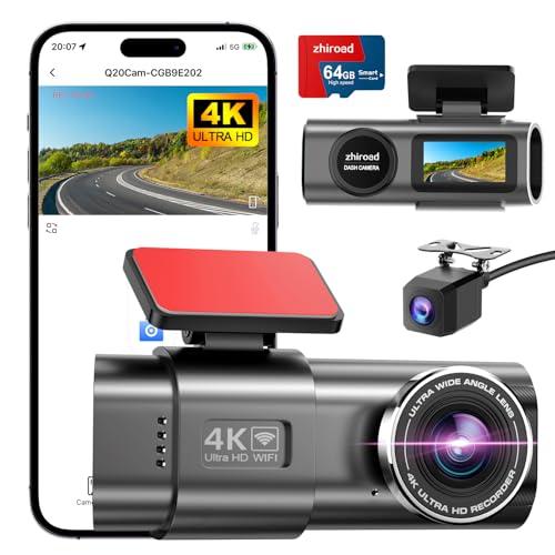 26% DESCUENTO Dashcam, 4K+1080P WiFi Dash CAM Coche, Camara Vigilancia Coche Desmontable, Camara Coche Grabadora con Tarjeta 64G, Super Visión, Gran 170°, Sensor G, Monitor de Aparcamiento, Grabación de Bucle