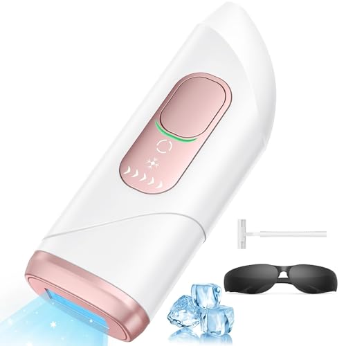 Depiladora Laser con Función de Refrigeración de Hielo, 600NM 1200NM Onda de Luz Roja, Ilimitados Luz Pulsada, Depiladora Luz Pulsada para Ingles, Axilas, Cara, Cuerpo