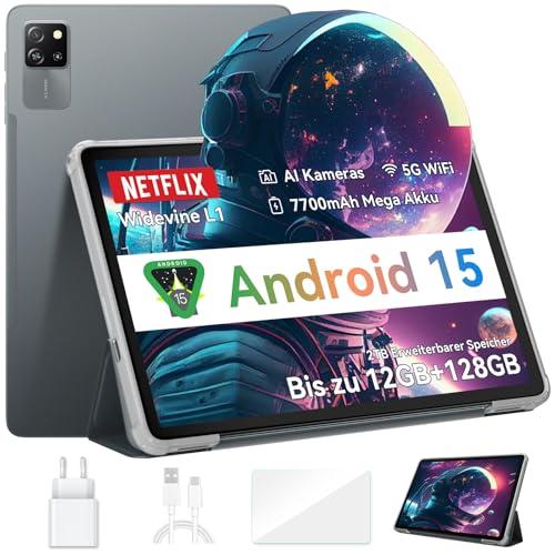 Blackview Android 15 Tablet 10 Pulgadas 12GB RAM & 128GB ROM/2TB TF, Tab 60 Pro 4G LTE & 5G Wi Fi, Widevine L1, Dual AI Cámara, Octa Core, Face ID, 7700mAh Batería/GPS/WPS Suite PC Tablet