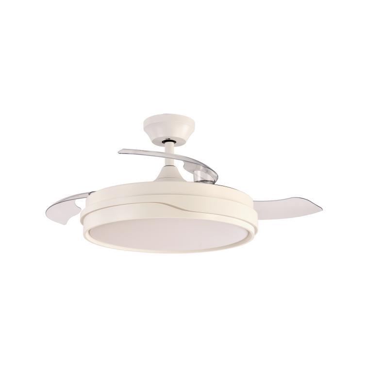 LedHogar Ventilador de techo color Blanco, Material: Metal y Acrílico, 4 Palas transparentes retráctiles, Motor DC 30W , 6 Velocidades, Luz LED 36Wx2, Tonos de color de luz: 3 , Regulable y MEMORIA. Con mando a distancia. REF. 882 | Miravia