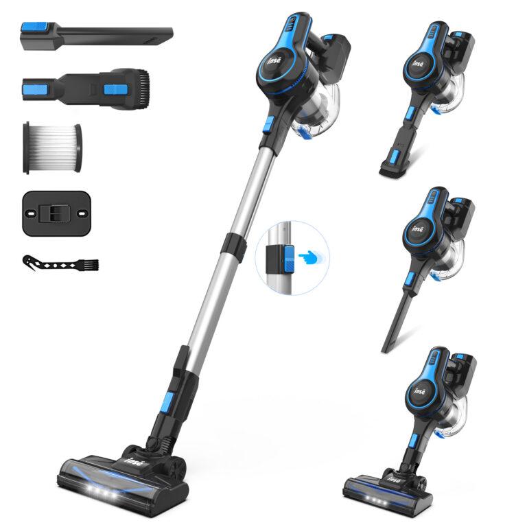 Aspiradora INSE 15KPa sin cable de 45 mins con envaso de polvo grande de 1.2L cepillo de piso LED para alfombras y pelo de mascotas potencia de succión 15Kpa tipo de material resistente | Miravia