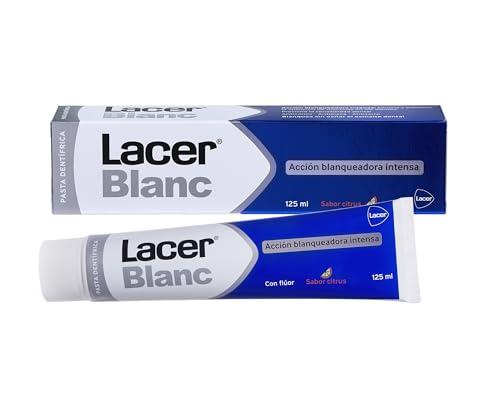 LACERBLANC Plus 125 ml, Pasta de Dientes Sabor Citrus, Acción Blanqueadora, Elimina Manchas Dentales, Previene la Placa, el Sarro y la Sensibilidad Dental, Protección de Encías