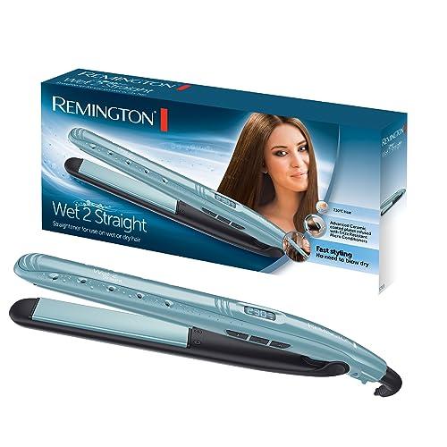 54% DESCUENTO Remington Plancha de Pelo Wet 2 Straight, Cabello Seco y Húmedo, Placas Flotantes Extralargas, Cerámica Avanzada Antiencrespamiento, 10 Temperaturas hasta 230°C, Función Turbo, Digital, S7300