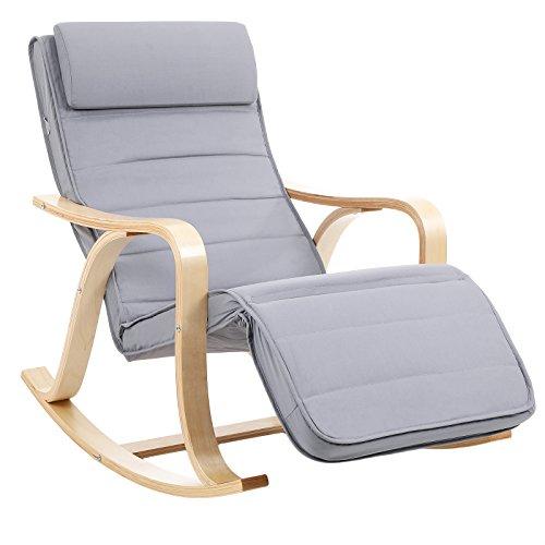 44% DESCUENTO SONGMICS LYY41G Mecedora, Sillón Tumbona, Color Gris, 125 x 91 x 67 cm