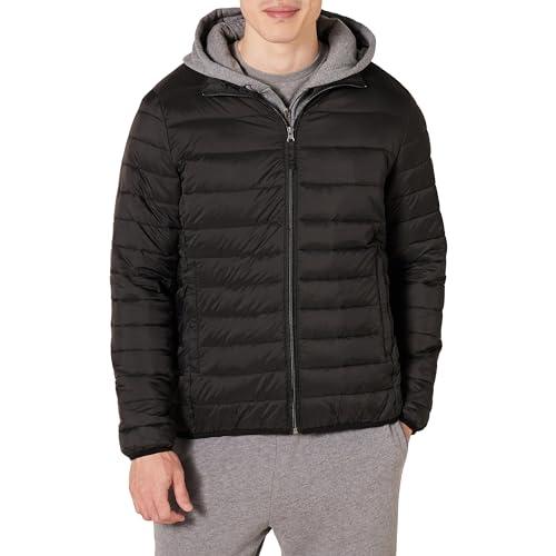 47% DESCUENTO Amazon Essentials Chaqueta Acolchada Ligera, Resistente Al Agua y Plegable (Disponible en Tallas Grandes y Largos Especiales) Hombre, Negro, M