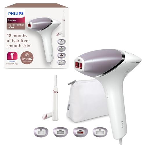 39% DESCUENTO Philips Lumea serie 8000, dispositivo de depilación IPL, alternativa de depilación láser, tecnología SenseIQ, 4 accesorios para el cuerpo, lápiz recortador compacto satén, BRI949/00