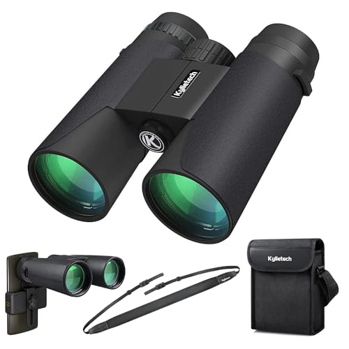 Kylietech Prismaticos Profesionales Largo Alcance, Binoculares Pequeños y Potentes 12×42 Prismas BAK 4 y Lentes FMC, Antiniebla e Impermeables con Adaptador para Smartphone de Aves, Caza, Senderismo