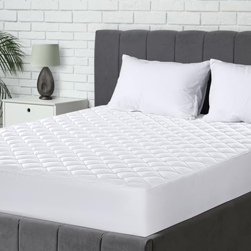 28% DESCUENTO Utopia Bedding Protector de colchón Acolchado 90×190 cm, Microfibra, Transpirable, Funda para colchon estira hasta 38 cm de Profundidad (Cama 90 Blanco)