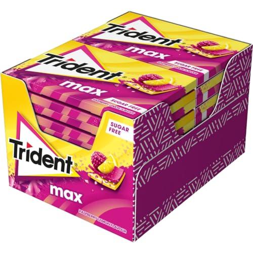 Trident Max Raspberry Lemon Chicles sin Azúcar con Sabor a Frambuesa y Limón Paquete de 12 Envases de 27 g