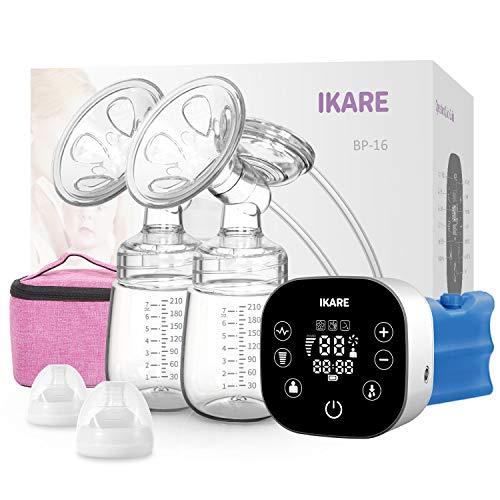 IKARE Extractores de leche dobles de grado hospitalario, eléctrico portátil con 120 niveles de estilo libre más cómodos, extractor de leche recargable para viajes y hogar, súper silencioso.