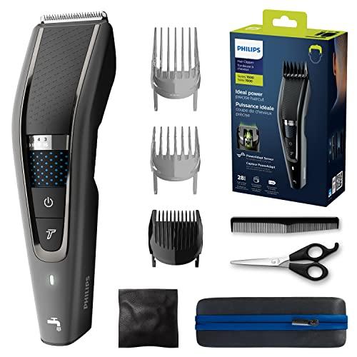 38% DESCUENTO Philips Cortapelos con cuchillas de titanio, 3 Peines guía, 28 Ajustes de longitud, 90 min de uso sin cable, Incluye funda de viaje, Color Negro