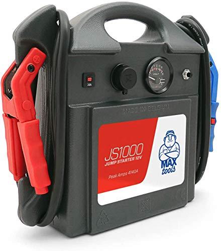 20% DESCUENTO MAXTOOLS JS1000 Arrancador de Emergencia Portátil 1380 A 12 V 22 Ah con 4140 A de Inrush, Jump Starter, Booster, Arrancador de Coche con Batería de Plomo AGM y Alicates con Luz LED