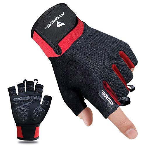 20% DESCUENTO ATERCEL Guantes de fitness, guantes de entrenamiento para crossfit, culturismo, ciclismo, gimnasio, entrenamiento de fuerza, guantes deportivos para hombre y mujer (rojo, L)