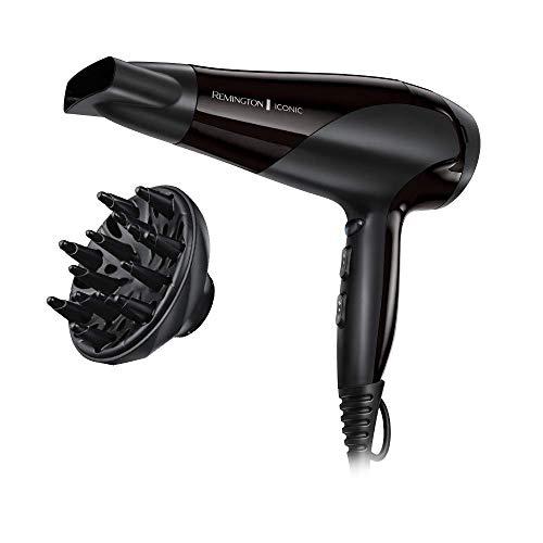 35% DESCUENTO Remington Secador de Pelo Ionic Dry 2200, Iónico, Cabello Sin Encrespamiento, 2200 W, Concentrador y Difusor, 3 Temperaturas, 2 Velocidades, Rejilla Trasera Desmontable, Gancho Para Colgar, D3198