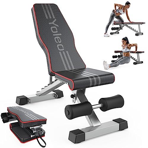 22% DESCUENTO YOLEO Banco de Pesas Ajustable, Soporta 300kg Utilidad Plegable,de Entrenamiento de Cuerpo Completo Inclinación Decline Levantamiento Plano, Press, para Ejercicios de Gimnasio en casa