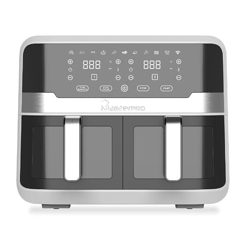59% DESCUENTO MasterPRO Rocket Duo 900 Freidora de Aire Doble de 9 litros y 2400w Control De Tiempo Y Temperatura Pantalla Digital Cestas De Aluminio Fáciles De Limpiar – Control Desde Smartphone – Airfryer