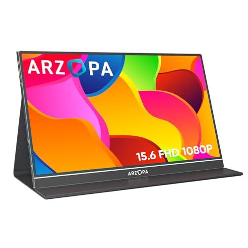 ARZOPA S1 Table Monitor Portátil Full HD de 15,6″ y 1920×1080 Píxeles, Pantalla Móvil Externa IPS con HDMI/Tipo C/USB C para Portátil/PC/Mac/PS4/Xbox