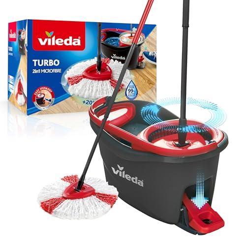 33% DESCUENTO Vileda Turbo Juego de Cubo de fregona para Suelos giratoria con Pedal Mango telescópico 85 123 cm Cabezal de Microfibra 2 en 1 Love it Clean Embalaje sostenible