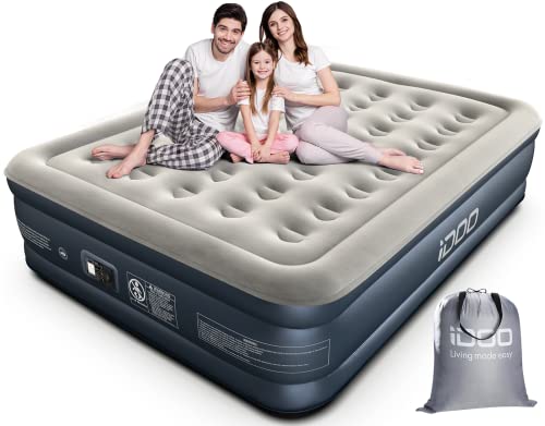 30% DESCUENTO Colchón hinchable iDOO,Cama hinchable con bomba de inflado incorporada.Rápido inflado y desinflado en tan solo 3 minutos,para el hogar,viajes y camping,152x203x38cm.Peso máximo:295Kg(Cama Matrimonial)