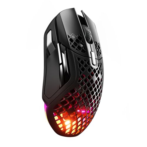 56% DESCUENTO SteelSeries Aerox 5 Wireless   Ratón gaming perforado RGB   Diseño ultraligero resistente al agua   9 botones   Bluetooth/2,4 GHz   Sensor óptico TrueMove Air 18K DPI