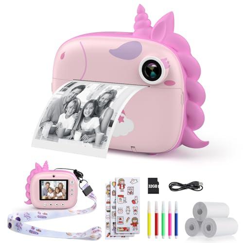46% DESCUENTO HiMont Cámara de Fotos Instantáneas para Niños con Papel de Impresión y Tarjeta SD de 32G,20MP, Cámara de Fotos para Niños con Bolígrafos de Colores, Regalo para Niños de 3 a 14 años (Rosa)