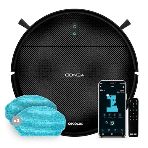 27% DESCUENTO Cecotec Robot Aspirador con Navegación Giroscópica Conga 999 Map X Treme. Motor de Succión 2000Pa, 2 Cepillos Laterales, 2 Mopas de Fregado, Autonomía 120 mins, Control con App y Mando