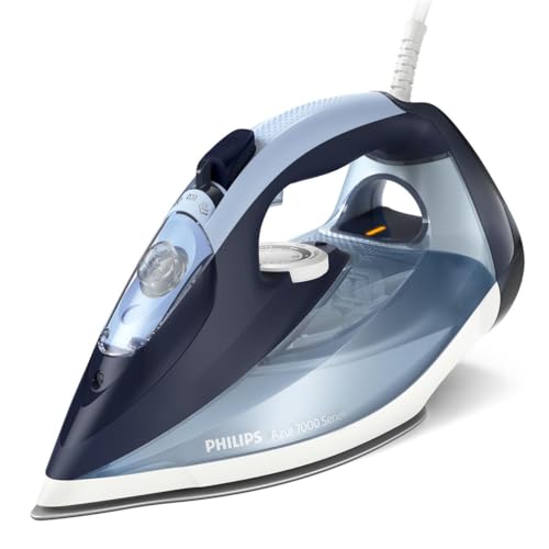 49% DESCUENTO Philips Azur Series 7000 Plancha de vapor 2800 W, 50 g/min de vapor continuo, 250g de golpe de vapor, vapor vertical, suela SteamGlide Plus, Louros/Algodón Azul (DST7020/20)