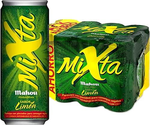 49% DESCUENTO Mahou Mixta, Pack de 24 Latas x 33 cl, Combinación de Cerveza Mahou 5 Estrellas Con Limón, Sabor Ligero y Refrescante, 0,9% de Alcohol