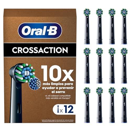 42% DESCUENTO Oral B Pro CrossAction Recambios para Cepillo de Dientes Eléctrico, Pack de 12 Cabezales, Negro Originales (Tamaño Buzón)