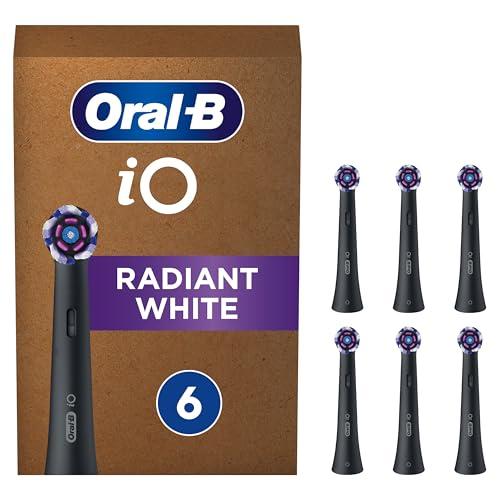 35% DESCUENTO Oral B iO Radiant White Recambios para Cepillo de Dientes Eléctrico, Paquete de 6 Cabezales, Negro Originales (Tamaño Buzón)