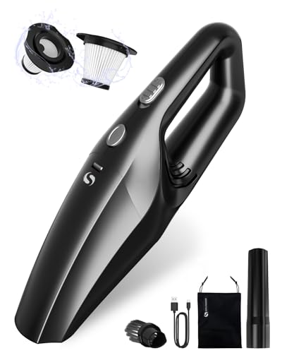 SERVOMASTER Aspirador De Mano, Aspirador Coche Potente con Batería Recargable, Aspiradora De Mano sin Cable con Filtro HEPA, Accesorios para Limpieza Interior, Mini Aspiradora para Hombres y Mujeres