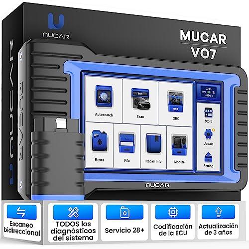OBD2 Diagnosis, MUCAR VO7 Diagnosis Coche Multimarca de Sistema Completo y 28+ Funciones de Reinicio, Diagnosis Coche para Codificación ECU, Control Bi Direccional, Especiales para Siempre Gratis