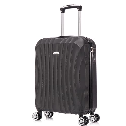21% DESCUENTO RAYKONG Maleta de Cabina ABS 55x40x20cm (44L) Maletas de Viaje Pequeñas Ligeras 20 Pulgadas Negro