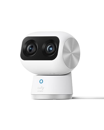 eufy Security Indoor CAM S350, cámara Doble, cámara de Seguridad con resolución 4K UHD, Zoom de 8× y PTZ de 360°, Ideal para Monitor de bebé/cámara para Mascotas/Seguridad del hogar