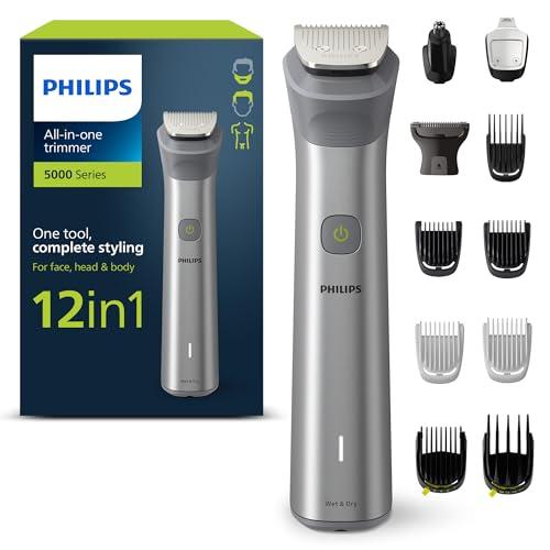 25% DESCUENTO Philips Recortadora de Barba Serie 5000, Máquina Cortar Pelo, Cortapelos Hombre, Kit 12 en 1 Para Cara, Pelo, Orejas, Nariz y Cuerpo,120min de uso, En Seco y Húmedo, Recargable, Funda, MG5950/15