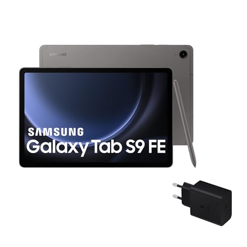 48% DESCUENTO Samsung Galaxy Tab S9 FE Tablet + Cargador, 256 GB, Wifi, S Pen incluido, Batería de Larga Duración, Clasificación IP 68, Gris (Versión Española)