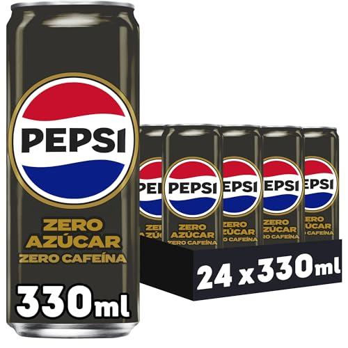 Pepsi zero sin cafeína Refresco de cola con cero azúcar y cero calorías, pack de 24 latas de 330 ml, 7.92 litros en total