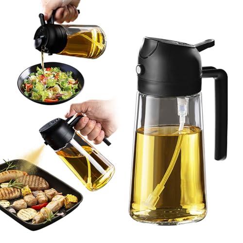 31% DESCUENTO TrendPlain Pulverizador Aceite Spray 470ml 2 en 1 Spray Aceite Cocina, Dispensadora para Freidora de Aire, Ensaladas, Vinagre y Accesorios Cocina Negro