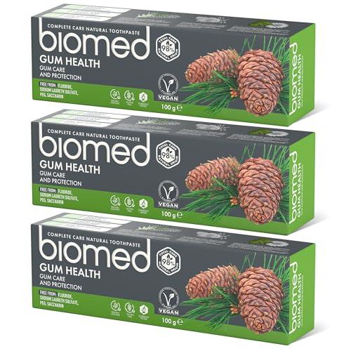 43% DESCUENTO Pasta de dientes 98% natural Biomed Salud de encías | Fortalecimiento y protección de encías | Aceites esenciales de salvia, eucalipto, romero y cedro, apto para veganos, sin SLES 3×100 g (Pack de 3)