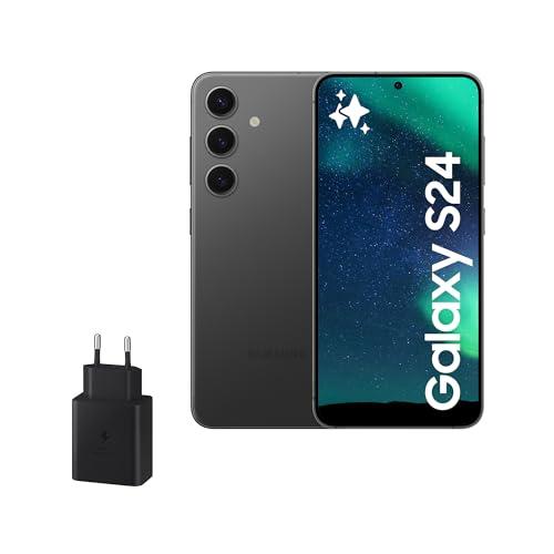 27% DESCUENTO Samsung Galaxy S24 y Cargador 45W, Teléfono Móvil con IA, Smartphone Android, 8 GB RAM, 256 GB Almacenamiento, Cámara 50MP, Batería Larga Duración, Negro Onyx (Versión Española)