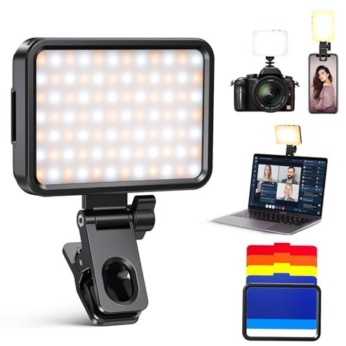 Coovee 84 Luz de vídeo LED, 3000 10000K 3 Modos de luz led portatil, luz Foco para movil con batería de 2000 Mah, CRI 95+, luz LED de videoconferencia para iPhone, iPad, computadora portátil, cámara