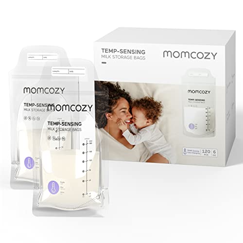 120 bolsas de almacenamiento momcozy con detección de temperatura, bolsas de almacenamiento de leche materna, bolsa de almacenamiento de leche desechable con 180ml, bolsas de almacenamiento de leche