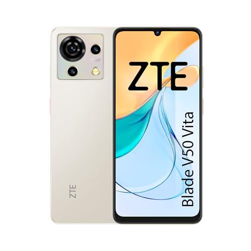 ZTE Blade V50 Vita, Smartphone 6.6″ HD+ 90Hz, 256GB ROM, 4GB RAM (+10GB RAM Virtual), Cámara Triple con IA de 50MP, Gran batería 5200mAh, NFC, Android 13, Color Sandy Gold