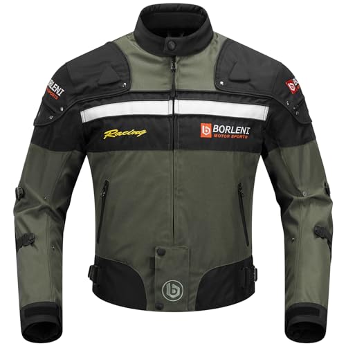 20% DESCUENTO BORLENI Chaqueta de moto a prueba de viento motocicleta armadura de equipo de protección otoño invierno verano para hombre de toda estaciòn M Verde