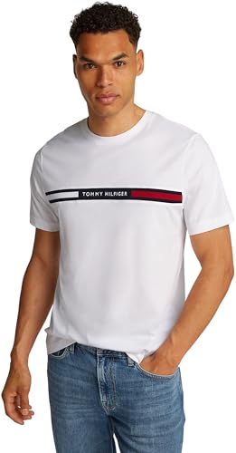56% DESCUENTO Tommy Hilfiger Hombre Camiseta Manga Corta Cuello Redondo, Blanco (White), L