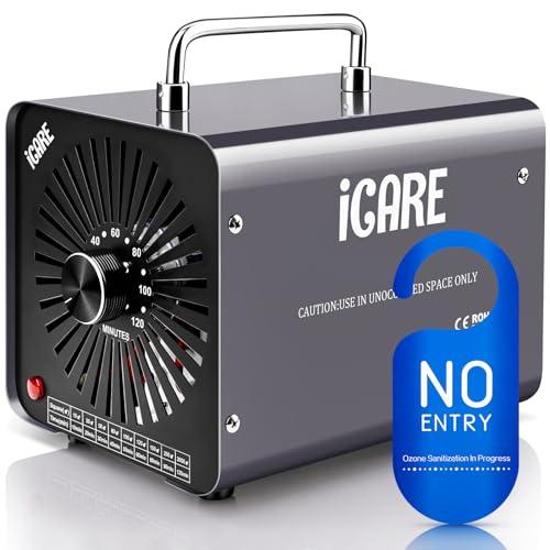 ICARE Generador de Ozono Hogar 30000mg/h, Profesional Máquina de Ozono, Desinfectador de Ozono Purificador de Aire con Temporizador, Dispositivo de Ozono O3 Portátil para Garajes, Hogar, Coche