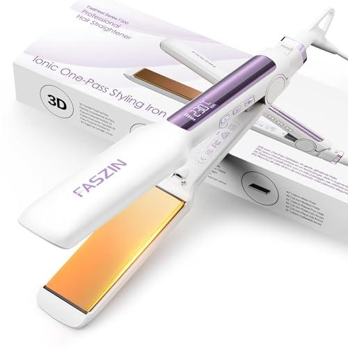 50% DESCUENTO Faszin Plancha de Pelo con Placa de 42 mm de Ancho, Plancha de Titanio con Iones Negativos, Pantalla LED, Calentamiento Rápido de 30 s, Temperatura Ajustable de 11 Niveles (130 230 ℃)   Blanco