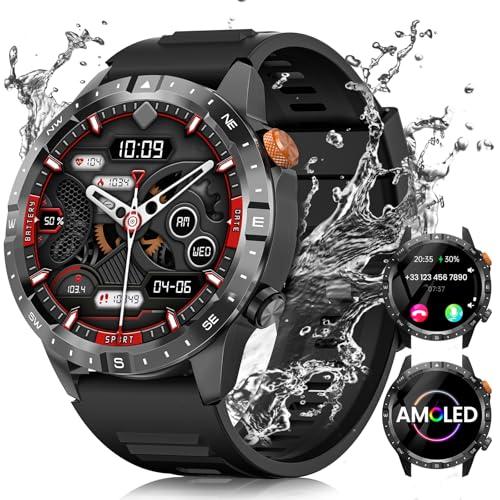 BANLVS Reloj Inteligente Hombre, 1.43″ AMOLED Smartwatch con Llamadas, 24/7 Pulsómetro SpO2, Monitor Sueño, Podómetro, 450mAh IP68 Impermeable Pulsera Actividad 70+ Modos Deportivos Android iOS Negro