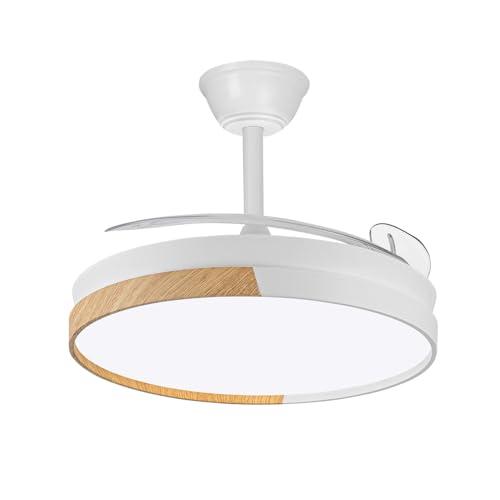 24% DESCUENTO wonderlamp Ventilador LED aspas plegables Arpino Blanco+Madera CCT 3000 4000 6000K, Intensidad Regulable 45W, Silencioso