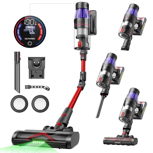 23% DESCUENTO Ultenic U16 Flex Aspiradora sin Cable Potente 45Kpa/550W, 60Mins, Aspirador Escoba Vertical con Tubo Flexible, Limpia el Fondo de los Muebles sin Agacharse, Antienredo, para Alfombra/Pelos de Mascota